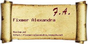 Fixmer Alexandra névjegykártya